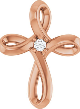14K White Gold .015 CTW Natural Diamond Cross Pendant
