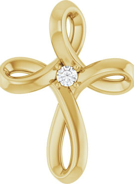 14K White Gold .015 CTW Natural Diamond Cross Pendant