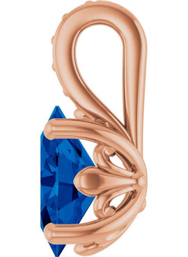 14K White Gold Lab-Grown Sapphire Pendant