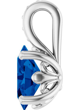 14K White Gold Lab-Grown Sapphire Pendant