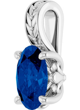 14K White Gold Lab-Grown Sapphire Pendant