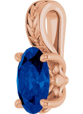 14K White Gold Lab-Grown Sapphire Pendant