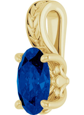 14K White Gold Lab-Grown Sapphire Pendant