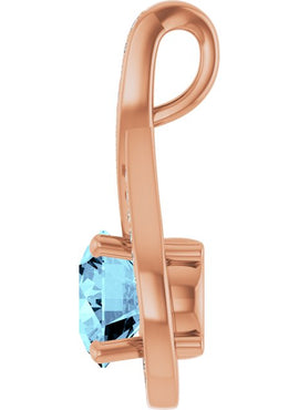 14K White Gold Natural Aquamarine & .08 CTW Natural Diamond Pendant
