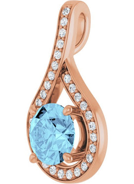 14K White Gold Natural Aquamarine & .08 CTW Natural Diamond Pendant