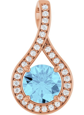 14K White Gold Natural Aquamarine & .08 CTW Natural Diamond Pendant
