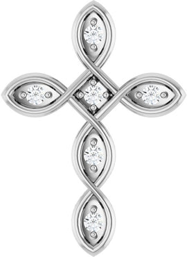Sterling Silver .08 CTW Natural Diamond Cross Pendant