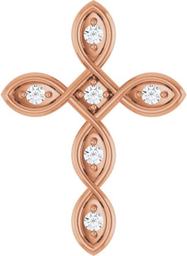 Sterling Silver .08 CTW Natural Diamond Cross Pendant