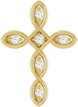 Sterling Silver .08 CTW Natural Diamond Cross Pendant