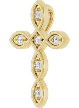 Sterling Silver .08 CTW Natural Diamond Cross Pendant