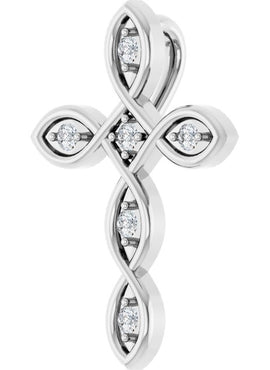 Sterling Silver .08 CTW Natural Diamond Cross Pendant