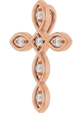 Sterling Silver .08 CTW Natural Diamond Cross Pendant