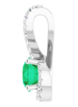 14K White Gold Natural Emerald & 1/6 CTW Natural Diamond Pendant