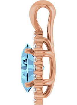 14K White Gold Natural Aquamarine & 1/6 CTW Natural Diamond Pendant