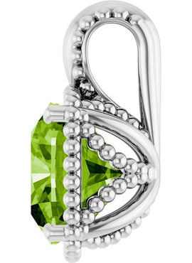 14K White Gold Natural Peridot Pendant