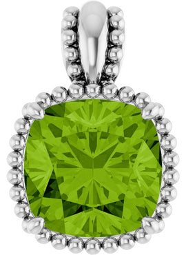14K White Gold Natural Peridot Pendant