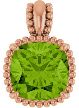 14K White Gold Natural Peridot Pendant