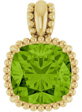 14K White Gold Natural Peridot Pendant