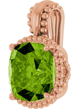 14K White Gold Natural Peridot Pendant