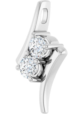14K White Gold 1/2 CTW Natural Diamond Two-Stone Pendant