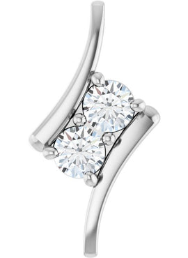 14K White Gold 1/2 CTW Natural Diamond Two-Stone Pendant