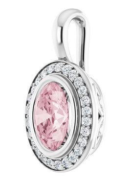 14K White Gold Natural Pink Morganite & 1/8 CTW Natural Diamond Pendant