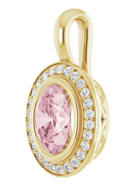14K White Gold Natural Pink Morganite & 1/8 CTW Natural Diamond Pendant