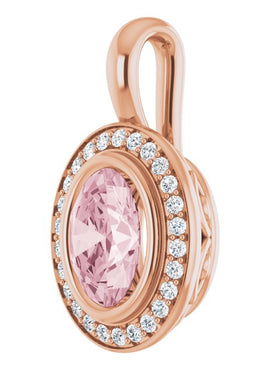 14K White Gold Natural Pink Morganite & 1/8 CTW Natural Diamond Pendant