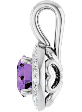 14K White Gold Natural Blue Sapphire & 1/5 CTW Natural Diamond Pendant