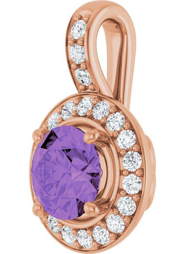 14K White Gold Natural Blue Sapphire & 1/5 CTW Natural Diamond Pendant