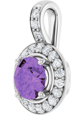 14K White Gold Natural Blue Sapphire & 1/5 CTW Natural Diamond Pendant