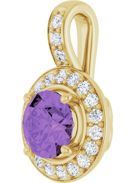 14K White Gold Natural Blue Sapphire & 1/5 CTW Natural Diamond Pendant