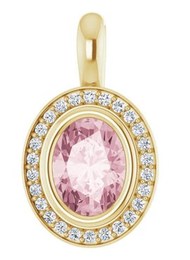 14K White Gold Natural Pink Morganite & 1/8 CTW Natural Diamond Pendant