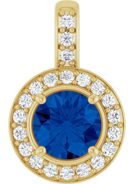 14K White Gold Natural Blue Sapphire & 1/5 CTW Natural Diamond Pendant