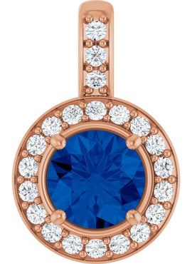 14K White Gold Natural Blue Sapphire & 1/5 CTW Natural Diamond Pendant
