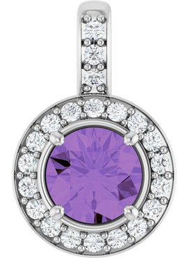 14K White Gold Natural Blue Sapphire & 1/5 CTW Natural Diamond Pendant