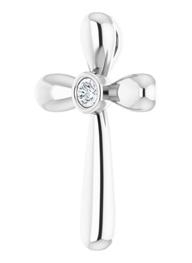 14K White Gold .10 CT Natural Diamond Cross Pendant