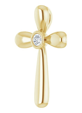 14K White Gold .10 CT Natural Diamond Cross Pendant