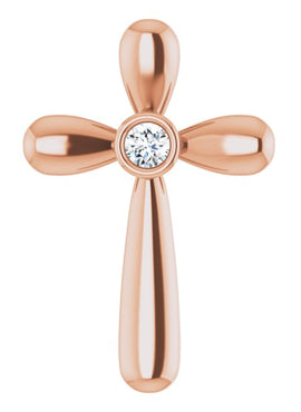 14K White Gold .10 CT Natural Diamond Cross Pendant