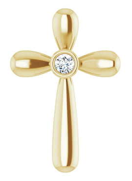14K White Gold .10 CT Natural Diamond Cross Pendant