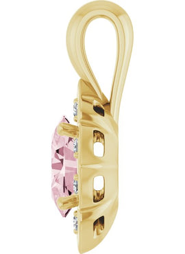 14K White Gold Natural Pink Morganite & .08 CTW Natural Diamond Pendant