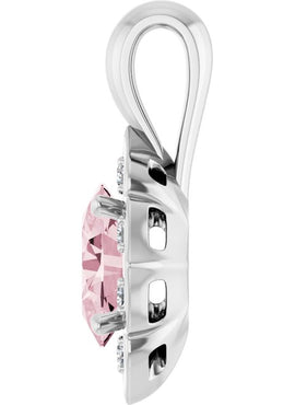 14K White Gold Natural Pink Morganite & .08 CTW Natural Diamond Pendant