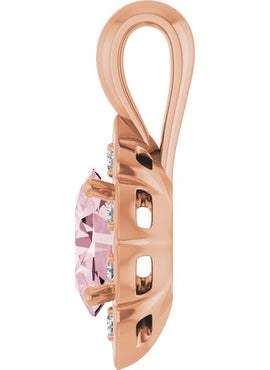 14K White Gold Natural Pink Morganite & .08 CTW Natural Diamond Pendant