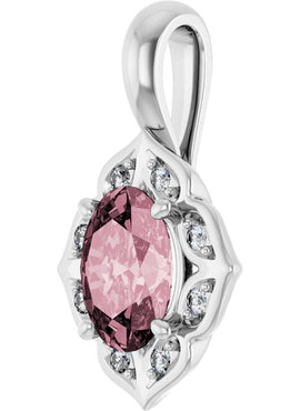 14K White Gold Natural Pink Morganite & .08 CTW Natural Diamond Pendant