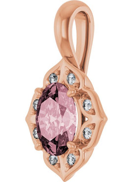14K White Gold Natural Pink Morganite & .08 CTW Natural Diamond Pendant