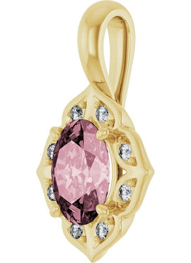 14K White Gold Natural Pink Morganite & .08 CTW Natural Diamond Pendant