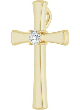 14K Rose Gold Natural Morganite Cross Pendant