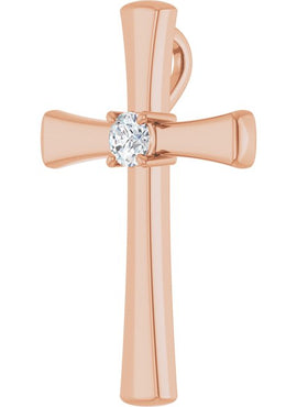 14K Rose Gold Natural Morganite Cross Pendant