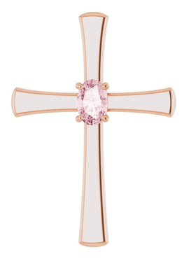 14K Rose Gold Natural Morganite Cross Pendant