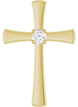 14K Rose Gold Natural Morganite Cross Pendant